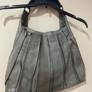 Grey leather hobo.